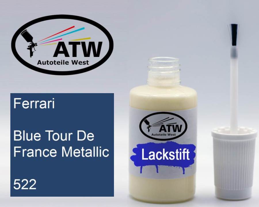 Ferrari, Blue Tour De France Metallic, 522: 20ml Lackstift, von ATW Autoteile West.